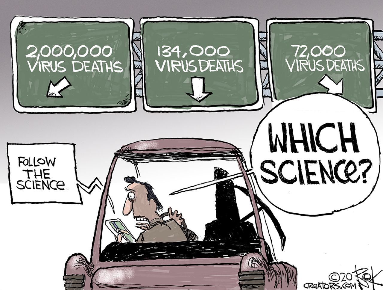 Editorial Cartoon U.S. science coronavirus deaths