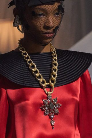 Valentino s/s 25 runway model close-up image