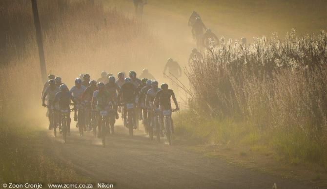 The race is on as riders hit the dirt after the start