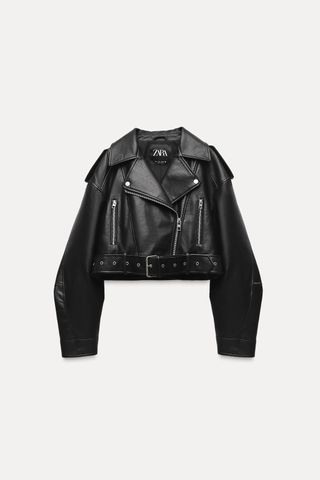 Faux Leather Crop Biker Jacket