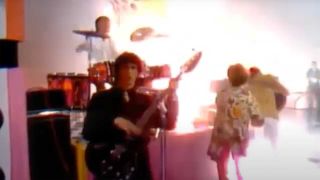 The Whop onstage as Keith Moon's drum kit explodes