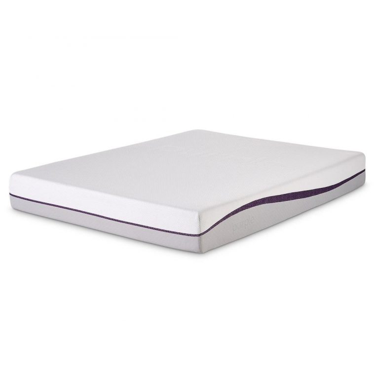Purple mattress best sales, promo codes and deals: the purple mattress shown with a gray base, white cover and purple swirl in the middle