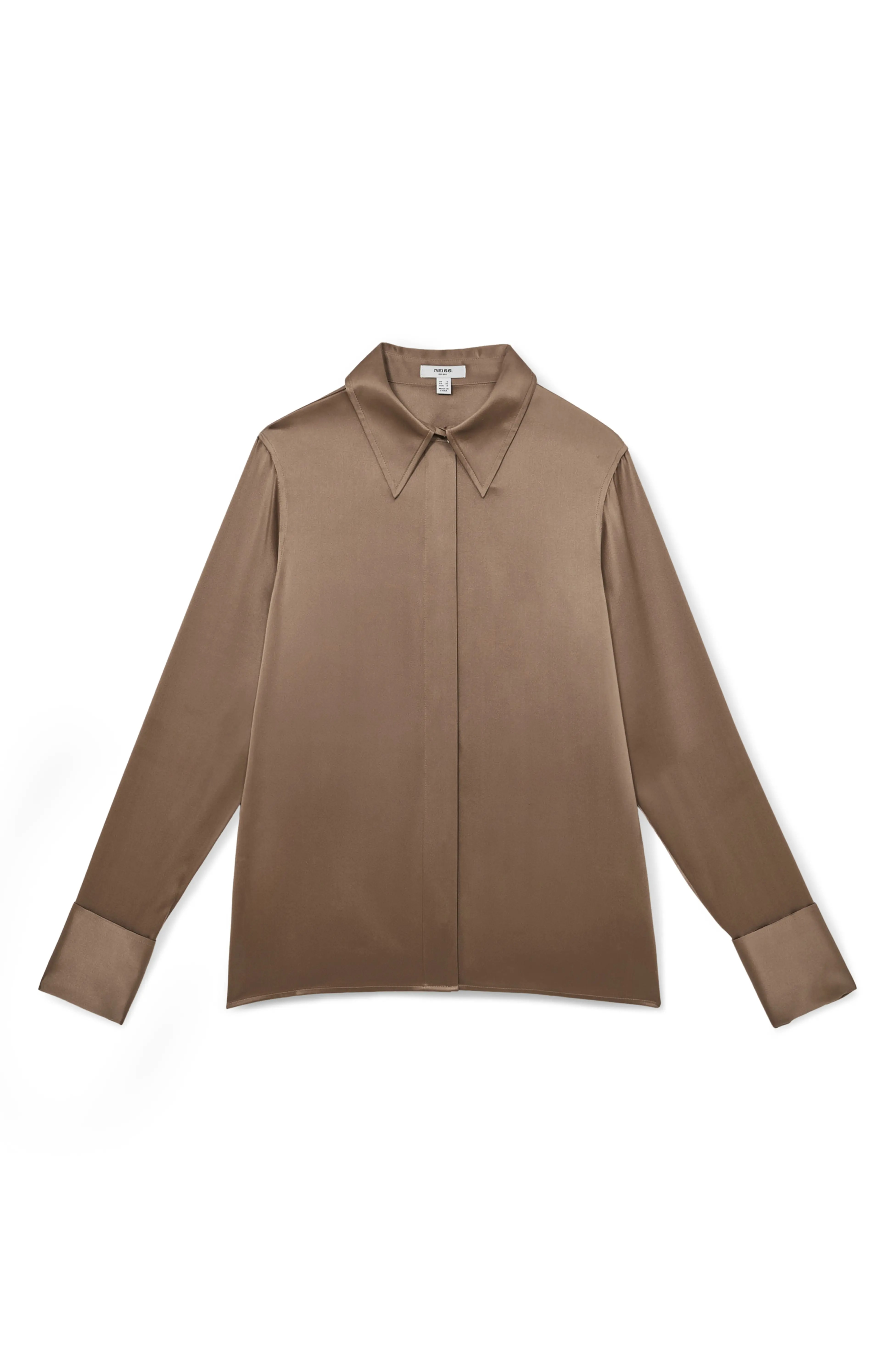 Reiss, Ameira Silk Satin Button-Up Shirt