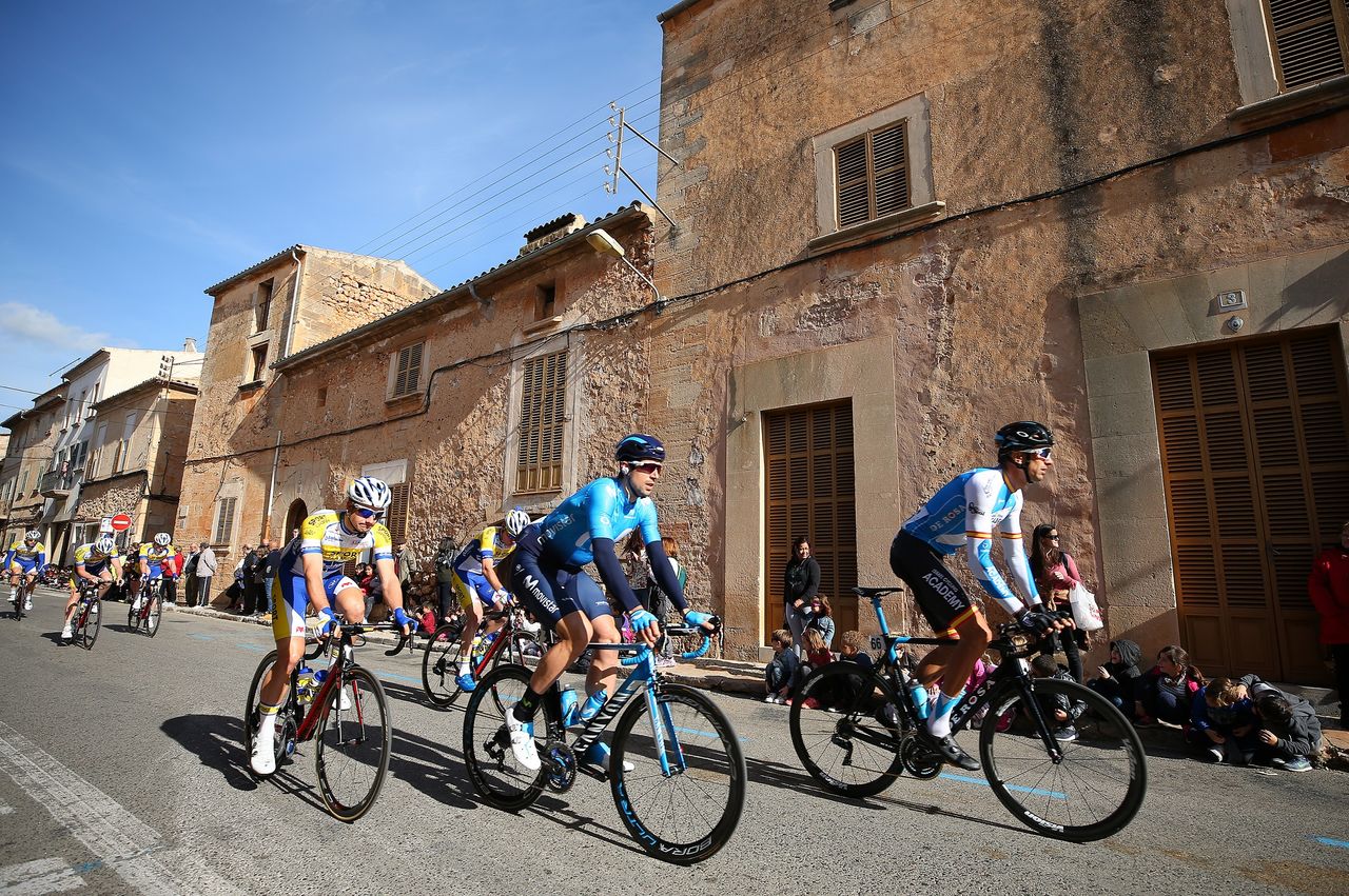 The riders make their way through the streets