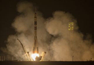 A Soyuz TMA-14M spacecraft launches on time carrying a new Expedition 41 trio to their new home on orbit. Liftoff occurred on Sept. 26, 2014 from the Baikonur Cosmodrome in Kazakhstan.