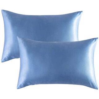 satin blue pillowcases