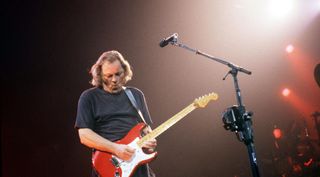 David Gilmour performs with Pink Floyd at The London Arena in 1989