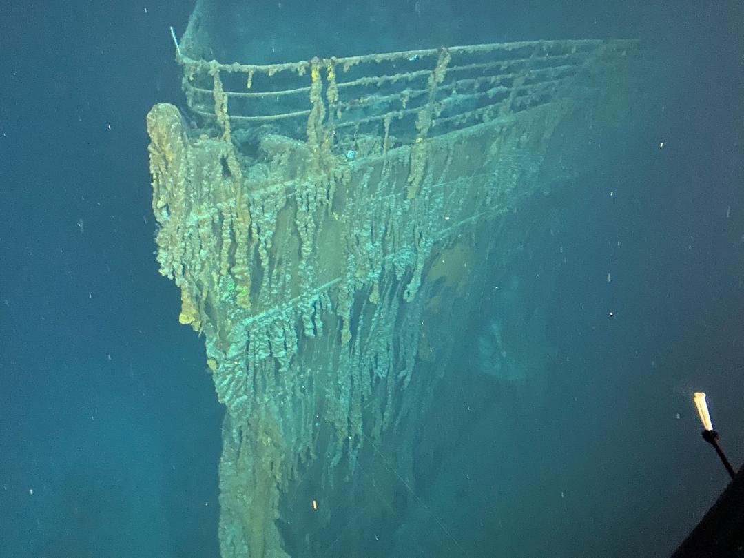 Image of the Titanic showing its decay due to decades of salt water exposure.