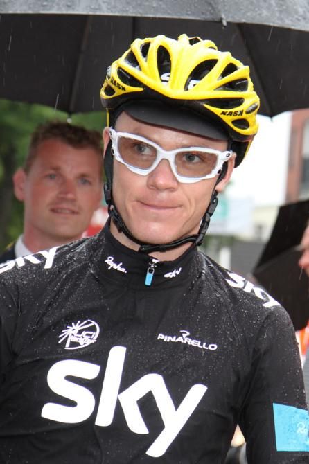 Chris Froome (Sky) awaits the start of the Profronde van Surhuisterveen criterium