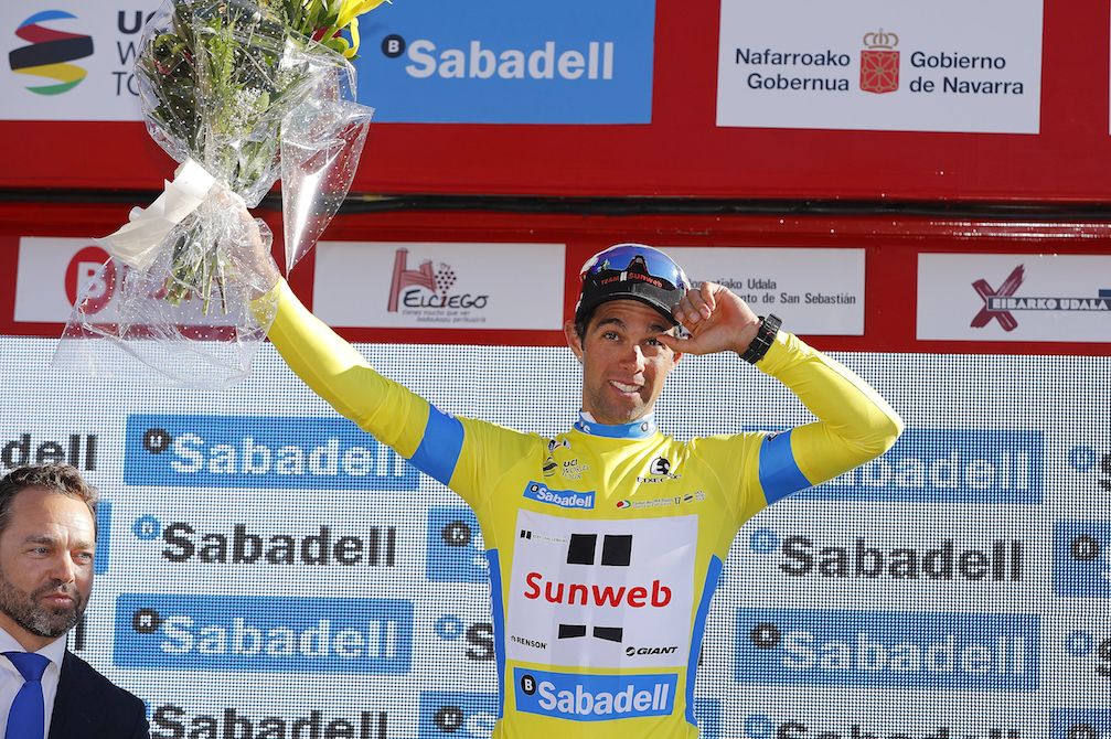 Michael Matthews celebrated a second day as the Vuelta al Pa&iacute;s Vasco race leader.