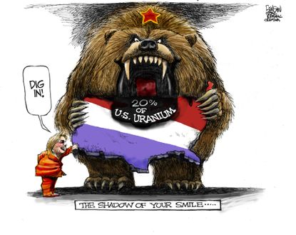 Political cartoon U.S. Hillary Clinton Russia uranium deal