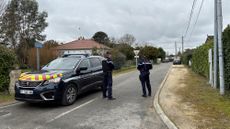 Police stand guard in Mereau, France, following the kidnapping of crypto executive David Ballard on Jan. 23, 2025.