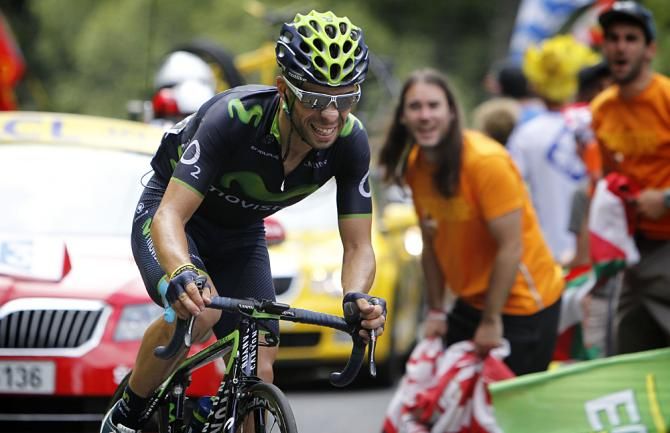 Giovanni Visconti (Movistar) finishes second on the Pla d'Adet