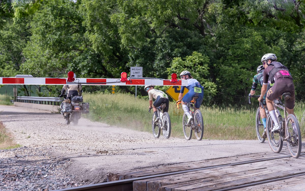 Workers on the railway to the north of the crossing in Volland caused the arms to lower giving riders an extra obstacle on an obstacle filled day.