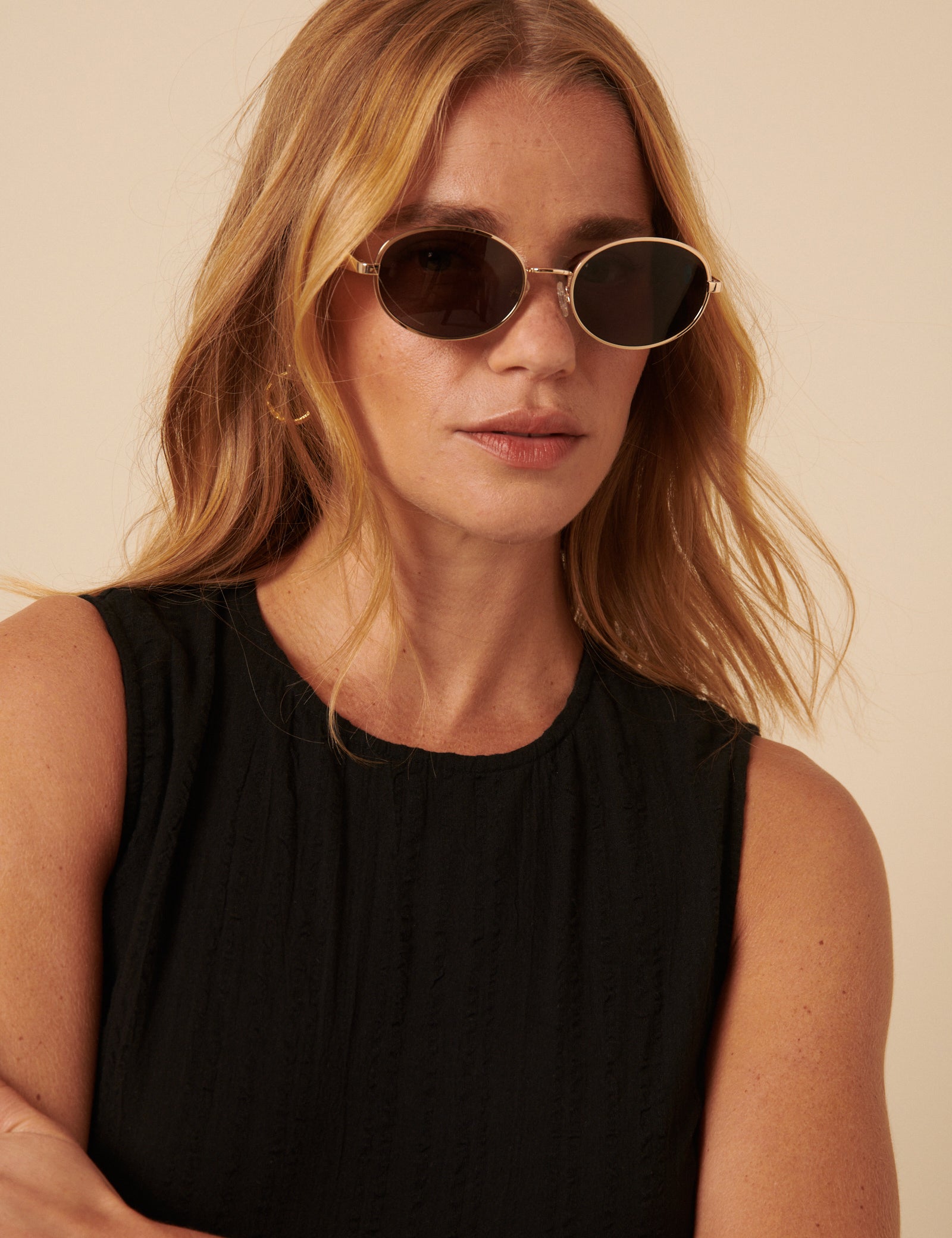 Gold Oval Sunglasses
