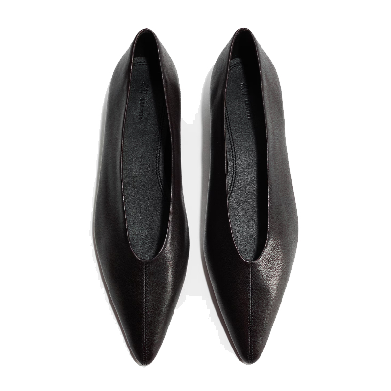 black leather ballet pumps
