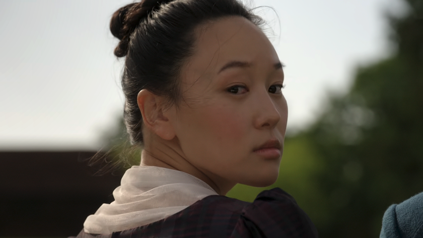 Yerin Ha looking back at the end of Bridgerton Season 4, episode 3