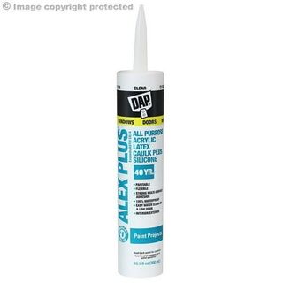 Dap Alex Plus All Purpose, Acrylic Latex Caulk Plus Silicone, Clear, 10.1 Oz