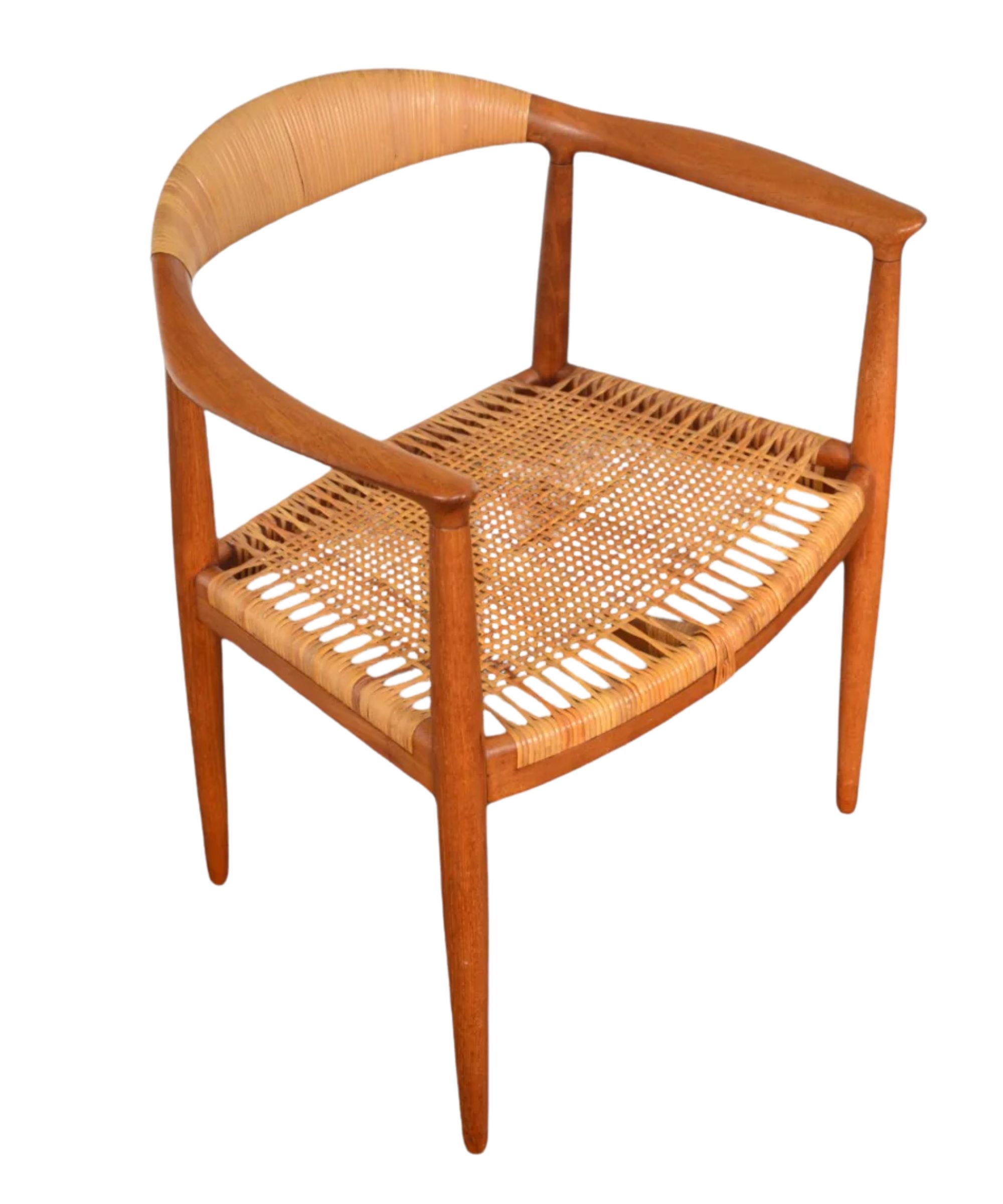 hans wegner jh 501 round chair in teak and cane