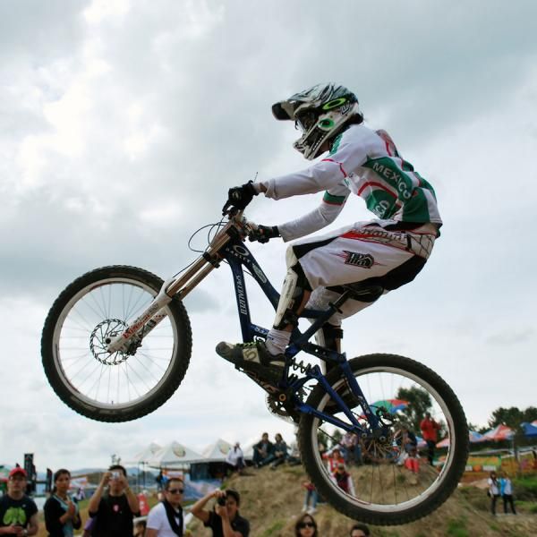 Mexican Jose Flores gets some serious air on his run.