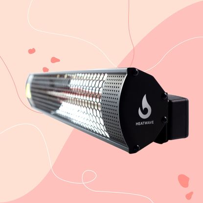 Gtech HeatWave Patio Heater on pink patterned background