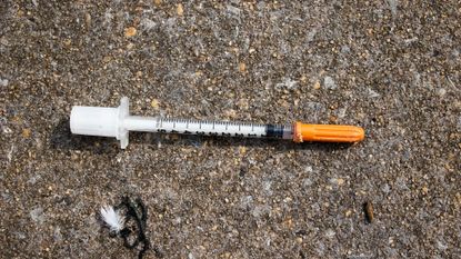 A used needle found on the streets of New York, September 2022