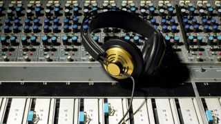 Headphones on a mixing desk