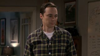 Sheldon in plaid shirt in The Big Bang Theory