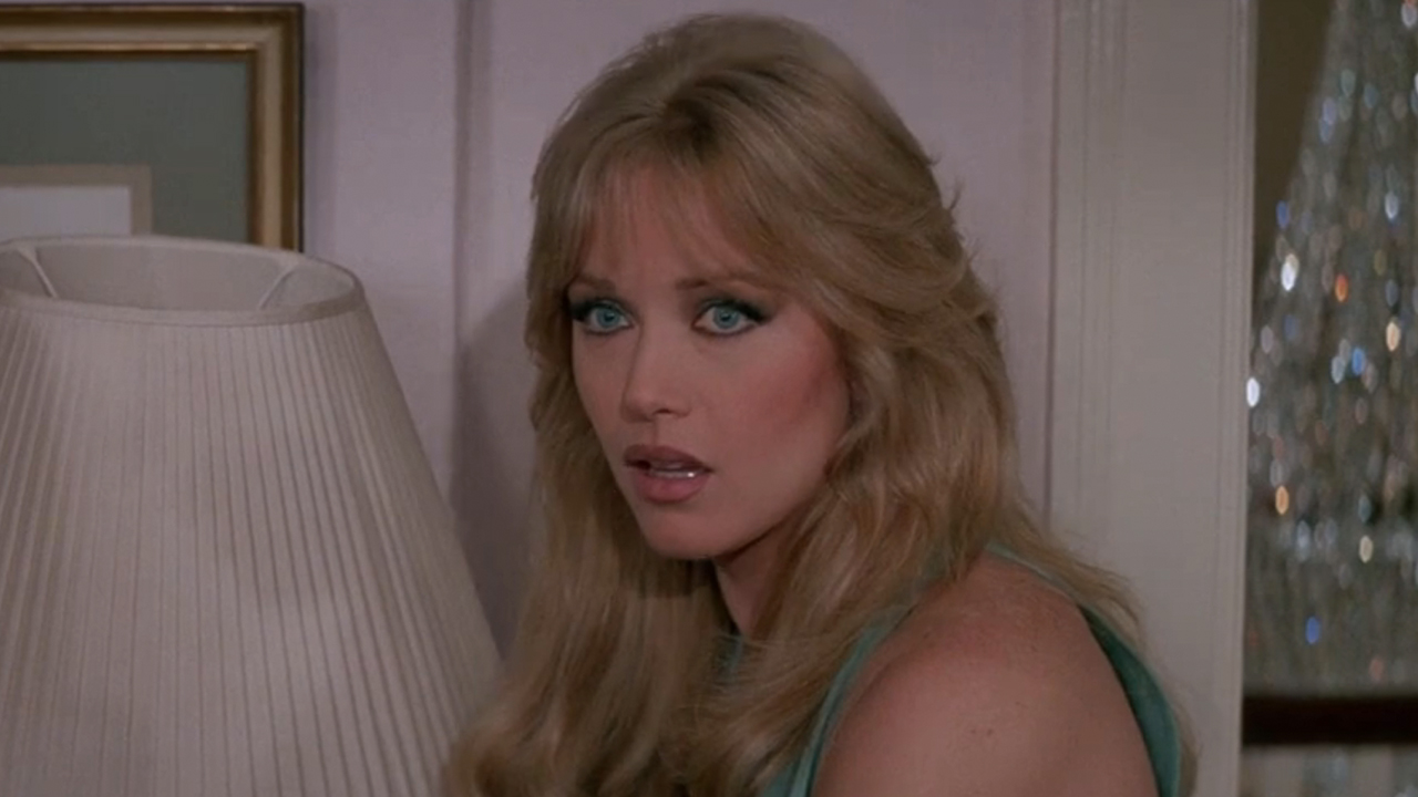 A closeup of Tanya Roberts as Stacey Sutton in A View To A Kill