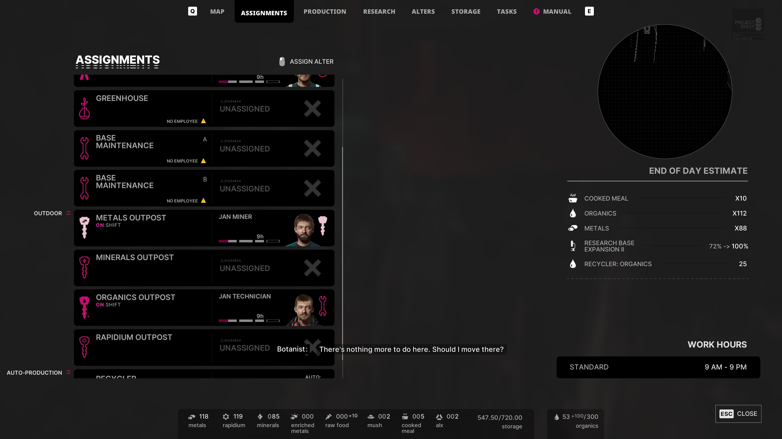 The Alters screenshot of the assignment screen.