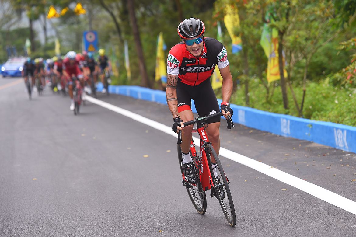 Nico Roche makes an early attack on the climb