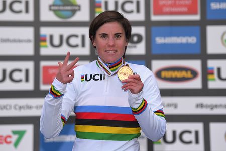 Sanne Cant (Belgium) wins her third consecutive cyclo-cross world title in Bogense
