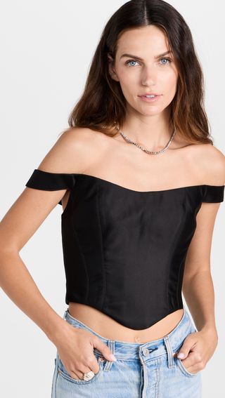 Off Shoulder Satin Corset Top