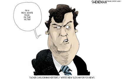 Political Cartoon U.S. Tucker Carlson Fox News misogyny offensive