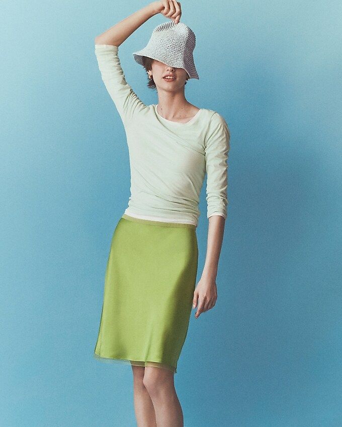 Gwen Knee-Length Slip Skirt in Viscose Charmeuse