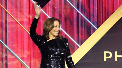 Kamala Harris Wears Custom Black Sequin Gown During Latest Campaign ...