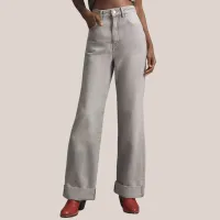 Pilcro High-Rise Wide-Leg Cuff Jeans: was £128now £64 | Anthropologie (save £64)