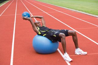 Medicine ball catch, roll and throw