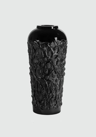 Lalique black crystal vase