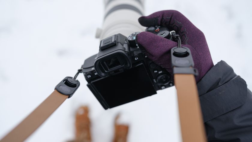 The Sony A7 V covered in snow
