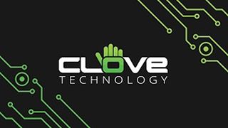 The Clove Technology logo on a black background with green circuitboard detailing