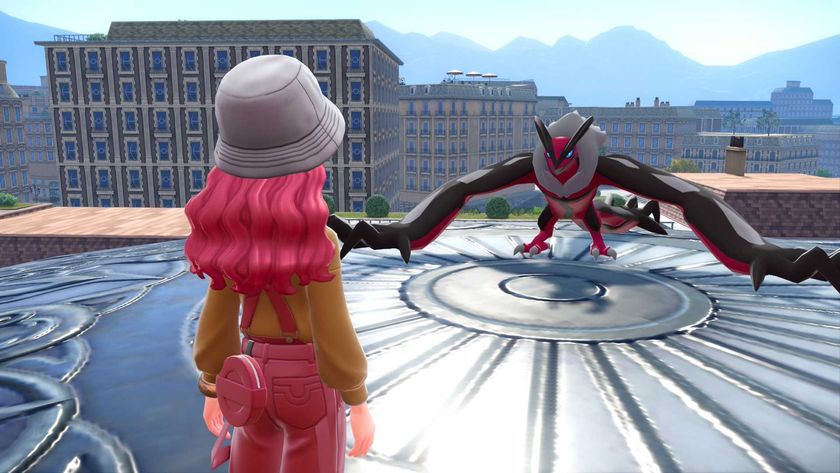 A pink-haired trainer faces Yveltal in Pokemon Legends: Z-A.
