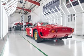 Bizzarrini 5300 GT Revival in white hangar-type space