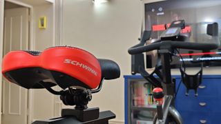 closeup view of the saddle of the Schwinn 800IC