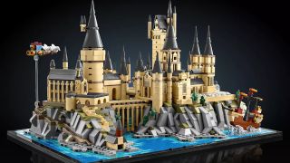 LEGO Hogwarts Castle And Grounds set with black background