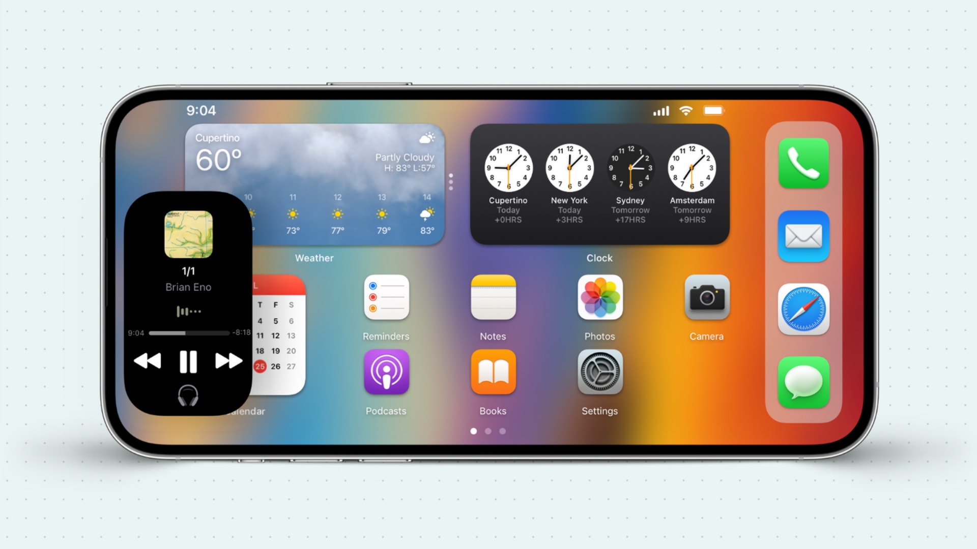 iPhone concept showing landscape Home Screen