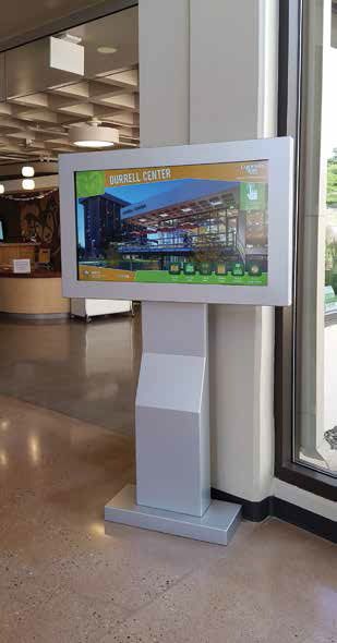 A touchscreen kiosk provides Colorado State University students with information about the housing and dining services at the Durrell Center.
