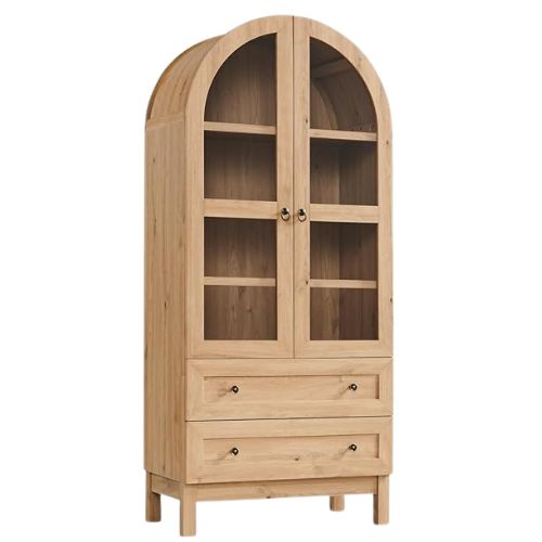 Amazon, Tall Arched Kitchen Pantry in Natural Wood
