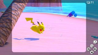 A cartoon cat jumping in the Pokemon Snap game