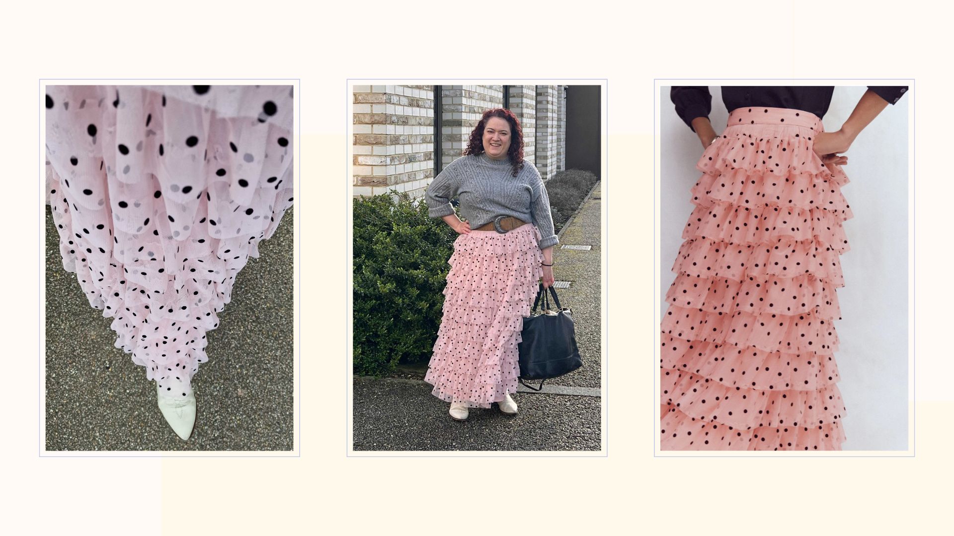 Rivkie Baum in pink Boden tiered skirt with polka dots